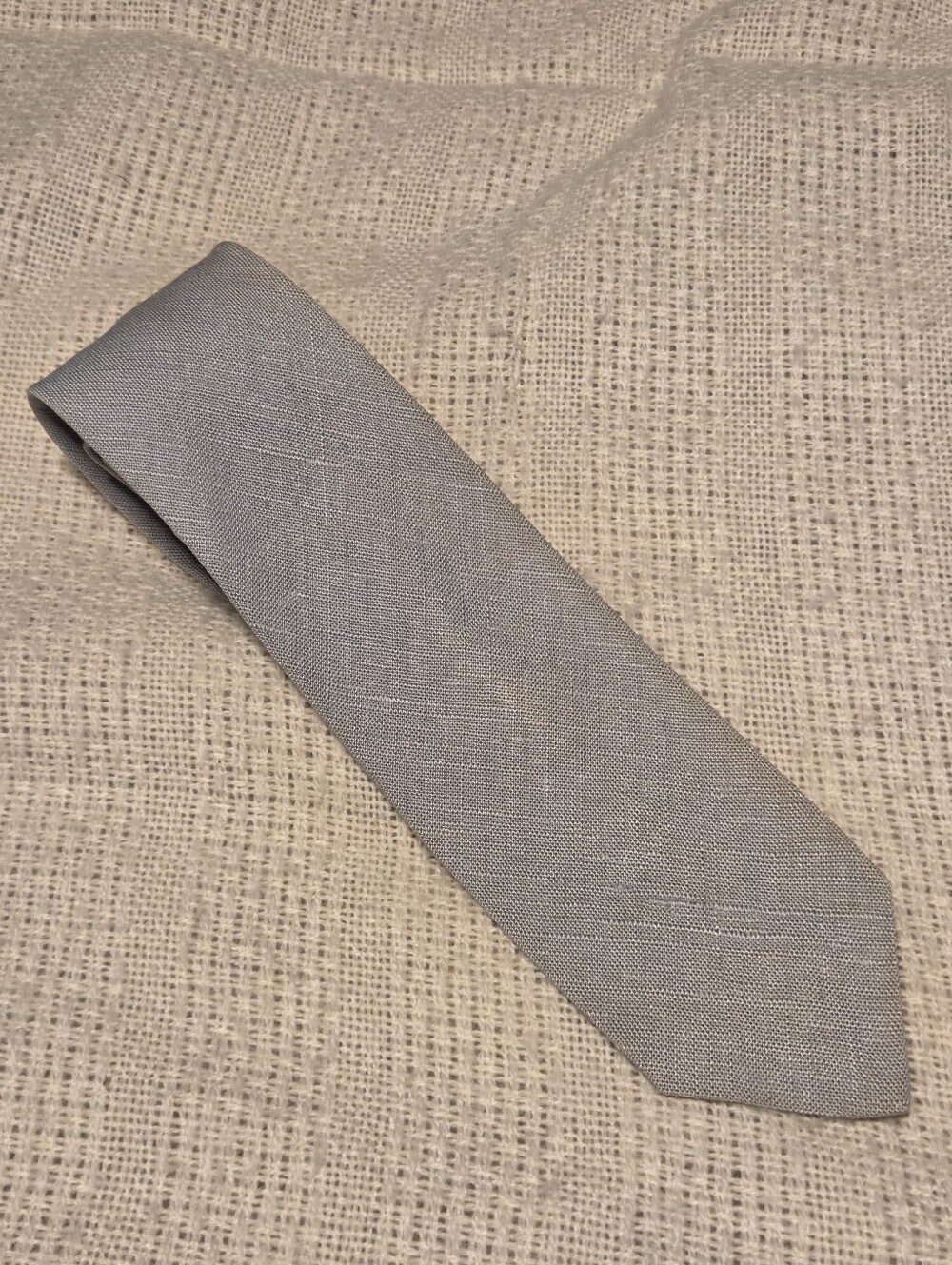 Vintage Moygashel Linen Tie FR Tripler Light Blue Solid Ireland